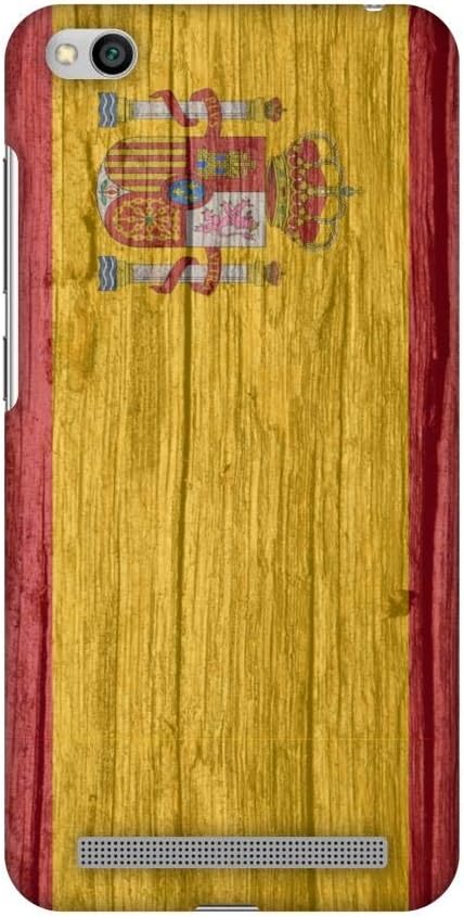AMZER Slim Fit Designer Printed Snap On Hard Shell Case for Xiaomi Redmi 5A - Spain Flag Wood Texture HD Color
