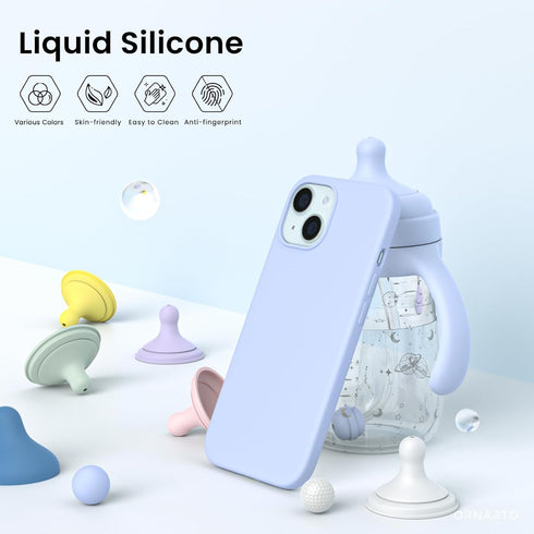 ORNARTO 15 6.7", 3 Compatible with iPhone Plus Case Slim Liquid Silicone Layers Full Covered Soft Gel Rubber Cover