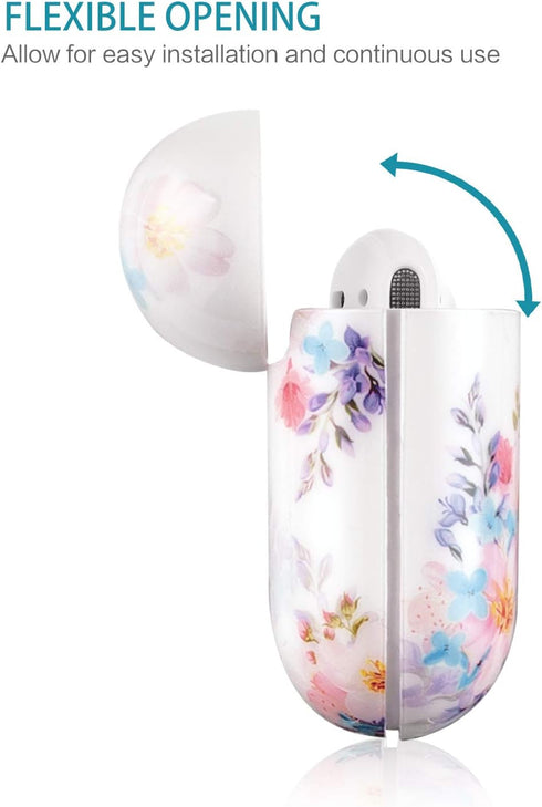Lokigo Airpod Case for 2nd/1st Generation, Hard Cover Charging Case with Keychain, Front LED Visible, Color Flowers