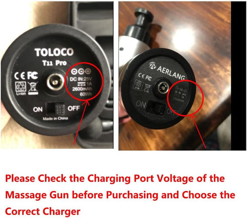 Massage Gun Power Adapter - 25.2V-1A AC/DC Supply Charger Cord Compatible with FITPULSE, Chirogun, DARKIRON, kamu