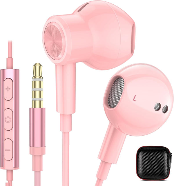 Wired Earbuds Headphones with 3.5mm Jack for MP3 Player, Kids School, Corded Earphones with Microphone and Noise