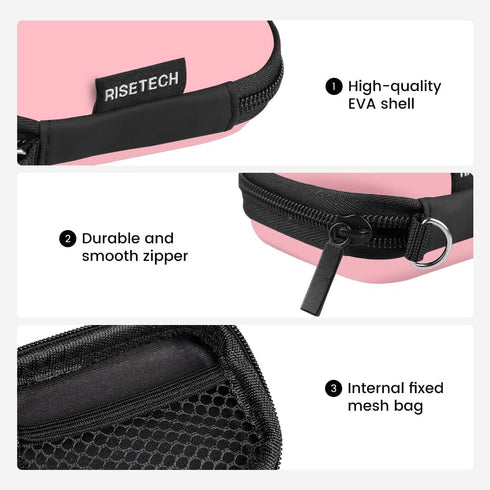 Earbud Case Holder, RISETECH Hard EVA Earphone Travel Case Headphone Small Zipper Pouch Compatible with Flash Drive, SD