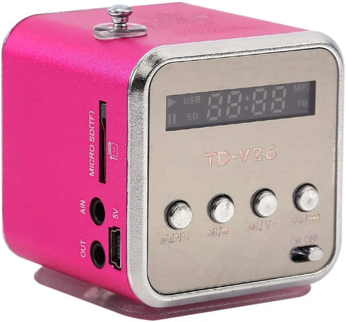 Eboxer Portable Mini Speaker FM Radio Stereo Speaker, Support TF Card, Perfect for Room, Bike, Car (Rose Red)