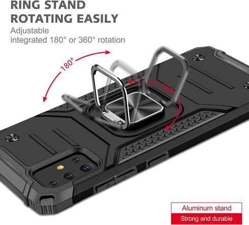 Military Grade Case for Samsung Galaxy A51, Built-in Kickstand Heavy Duty Shockproof Cover (Black)