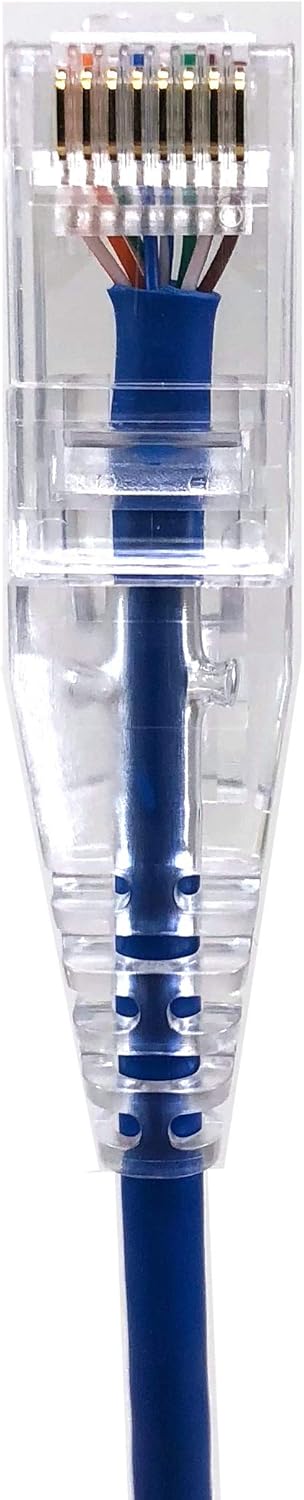 E08-010BL-SLIM 10' Ultra Slim Cat6 Utp RJ45 Patch Cable in Blue