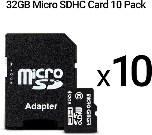 INLAND Micro Center 32GB Class 10 MicroSDHC Flash Memory Card, 10 Pack with Adapter for Mobile Devices