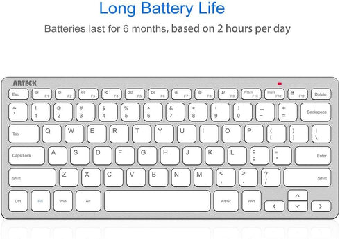 Arteck 2.4G Wireless Keyboard, Ultra Slim Compact with Media Hotkeys for Desktop PC, Laptop, Smart TV