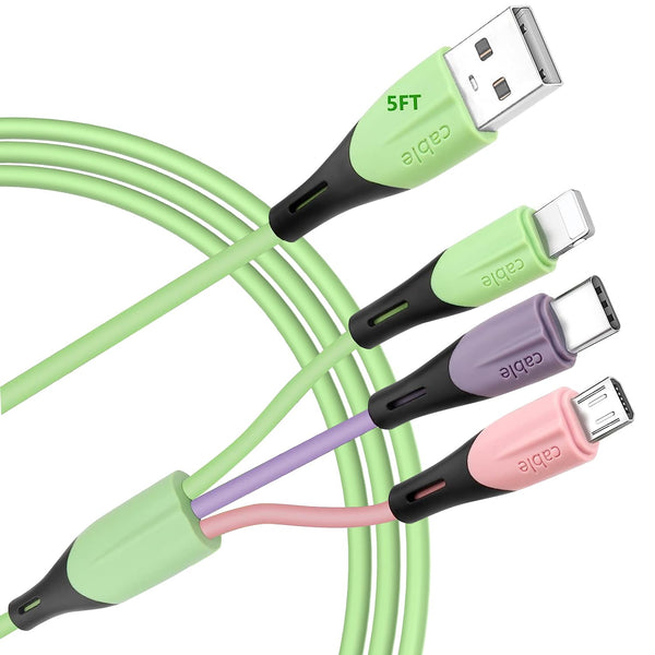 Multi Charging Cable 5FT, 2Pack 3 in 1 USB Charger Cable Universal for Phone 15 14 Pro Max/Samsung Galaxy/Pixel