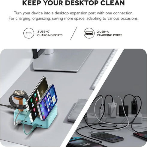 KFD 70W 65W 45W 17 S25 2 GaN Charging Station for Multiple Devices USB C Charger for MacBook Neo iPhone Samsung iPad