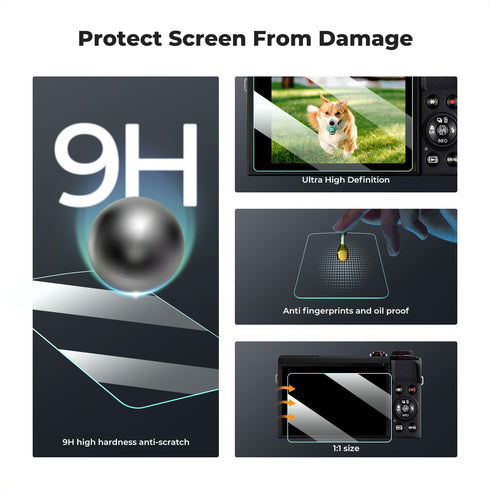 K&F Concept 3pcs Screen Protector for Canon G9X II G9X G7X III G7X II G5X II Cameras, Ultra Clear Tempered Glass