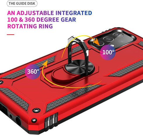for Samsung A52 Case - Galaxy A52 Military-Grade Ring Holder Kickstand Shockproof Cover with HD Protector