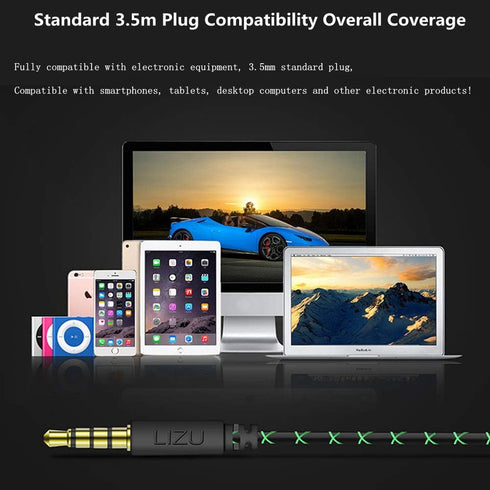 Portable Clip Type Earphones with Microphone & Call Controller, Compatible with 3.5mm iPhone & Android - Black.