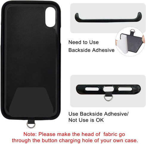 takyu Cell Phone Lanyard Pad, 2 Pack Universal Safety Tether Connector with Adhesive for Most Smartphones (Black)