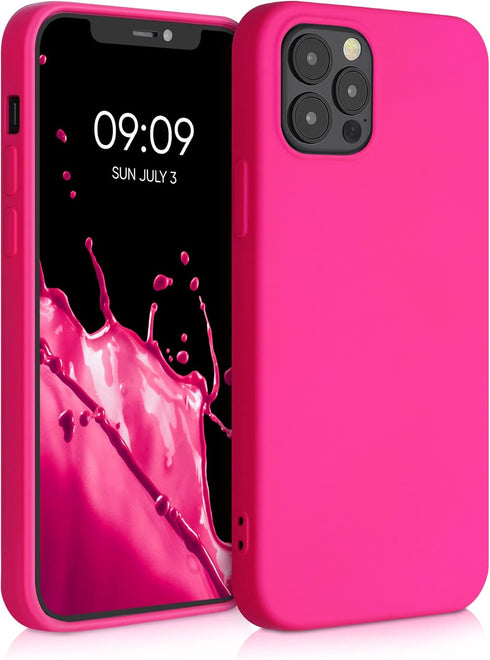kwmobile Case for Apple iPhone 12 / 12 Pro - Slim Protective TPU Silicone Phone Cover (Neon Pink)