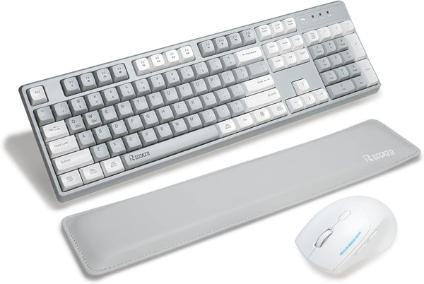 Wireless Keyboard and Mouse Combo with Wrist Rest, 2.4G Full-Sized Keyboard and Mouse, Dual-System for Computer/Laptop