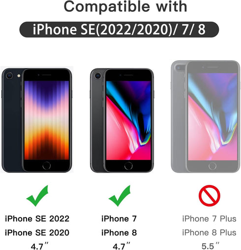 JETech Full Coverage Screen Protector for iPhone SE 3 (2022)/SE 2 (2020)/8/7 4.7-Inch, Black Edge, Case-Friendly, 3-Pack