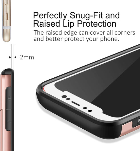 SAMONPOW iPhone X/XS Case Wallet Card Holder, Heavy Duty Protection, Shockproof Soft Rubber Bumper Cover