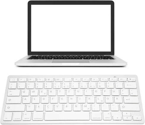 PUSOKEI Bluetooth Keyboard, Portable Slim Silent QWERTZ German Keyboard for iOS, Android, Windows (German Layout)