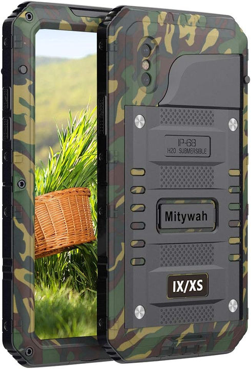 Mitywah Shockproof Case for iPhone X/XS, Waterproof Full Body Protective Cover with Impact Resistant Aluminium Alloy,