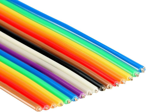 uxcell Flat Ribbon Cable, 16P Rainbow IDC Wire, 1.27mm Pitch, 3 Meters Long