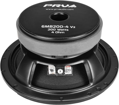 PRV AUDIO 6 Inch Midbass Speaker 6MB200-4 v2 4 Ohms - 200 Watts, 93.5 dB, 1.5" Voice Coil for Pro Audio