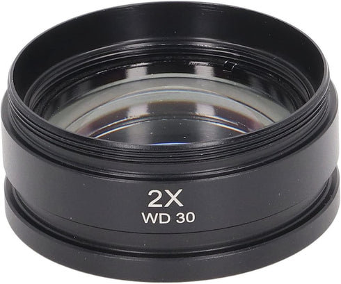 2X Auxiliary Objective Lens Aluminium Alloy WD30 2X Barlow Lens Microscope Part Accessory for Stereo Microscope WD30