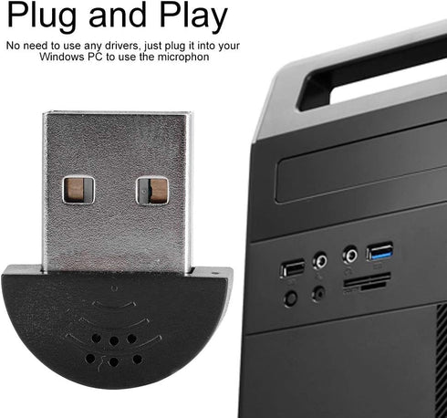 Mini Portable Microphone, USB Studio Speech 360° Omnidirectional Noise Cancellation for Computer PC (Black)