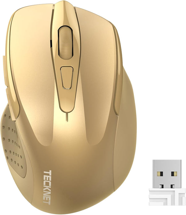 TECKNET Wireless Mouse, 2.4G Ergonomic Optical Mouse, Computer Mouse for Laptop, PC, Chromebook, Notebook, 6 Buttons,