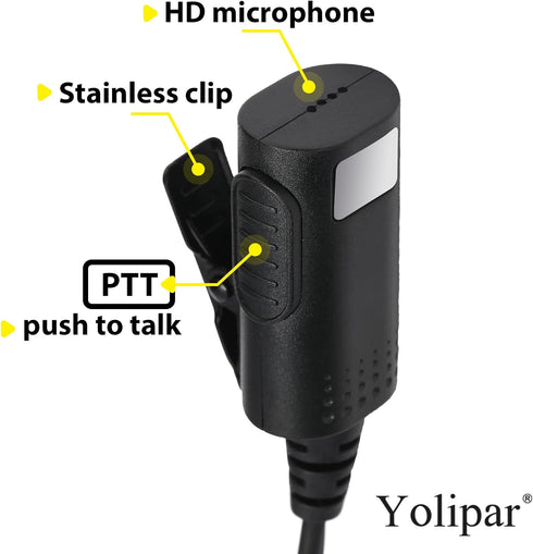 New HD-Mic Single-Wire Earpiece Surveillance Kit for Retevis BaoFeng, BTECH, Kenwood Walkie Talkie