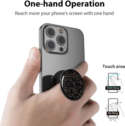 Phone Grip Holder, Adjustable Metal Ring Holder, Kickstand for iPhone, Samsung & Other Phones - Sky Black