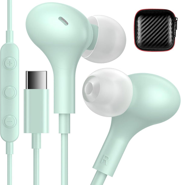 USB C Headphones for Apple iPhone 15 Plus, iPad/Google Pixel 8 8A 7 Pro, Samsung Galaxy S24, Wired Type C Earbuds