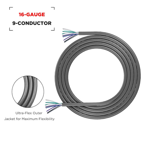 RECOIL 20-Feet 9-Conductor Speaker Cable, 16AWG Pure OFC, Ultra-Flex and Easy Peel Jacket, 4-Channel Speaker Wire