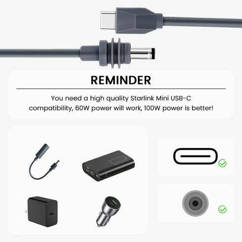 (10FT) Starlink Mini Cable, Starlink Mini USB C to DC Power Cable, Waterproof Design, Plug and Play, Suitable
