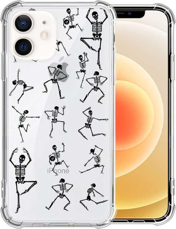 ZHEGAILIAN iPhone 15 Plus Case - Clear Dancing Skulls, Slim Flexible TPU Rubber, Protective Case for Women & Girls.