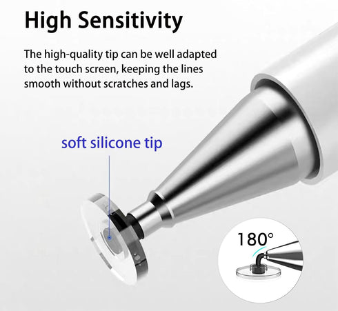 Stylus Pens for Touch Screens with Anti-Scrolling Design, 2 in 1 Disc & Fiber Tip for iPad, Magnetic Adsorption
