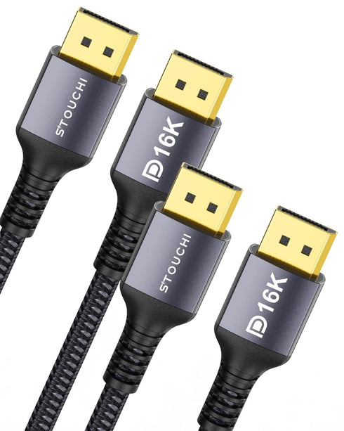 Stouchi 2 Packs VESA Certified DisplayPort 2.1 Cable 10FT, 54Gbps UHBR13.5 [16K