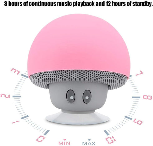 Mini Bluetooth Mushroom Speaker, 5V 3W Wireless Speaker Mini Audio Speaker Subwoofer with Suction Cup, Mushroom Design,