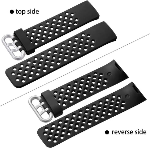 Wepro Black Band Compatible with Fitbit Charge 4/3 for Men and Women, Waterproof Breathable Sport Strap, Small