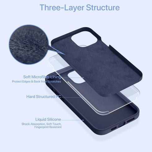 Miracase Liquid Silicone Case for iPhone 12 Pro Max, Navy Blue, Shockproof Drop Protection with Soft Anti-Scratch Lining