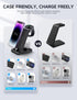 3 in 1 Charging Station with 18W Wall Adapter, Portable Foldable Charger Stand for Multiple Devices