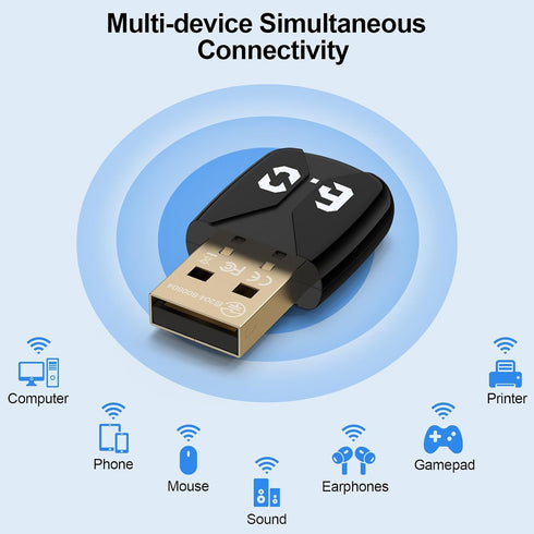 ANDHOT 6.0 11/10/8.1/7 USB Bluetooth Adapter for PC, Plug and Play EDR&BLE Bluetooth Adapter Blue Tooth Dongle Receiver