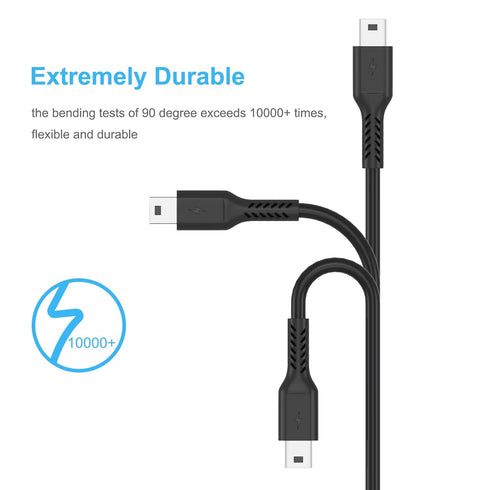 2 Pack 3ft Mini USB Cable - USB 2.0 to Mini B Charger for PS3 Controller, MP3 Player, Digital Camera, GPS, Hero 3+