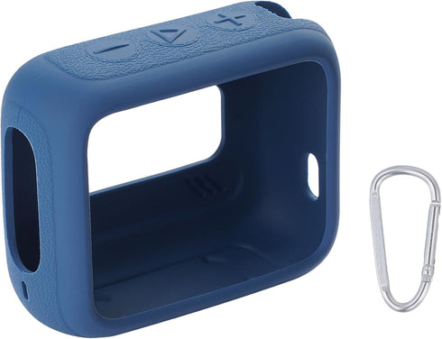 for JBL Go 4 Waterproof Bluetooth Speaker, Silicone Cover Case with Carabiner, Portable Protective Skin Case, Blue