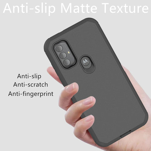 for Motorola Moto G Play 2023 Case, Heavy Duty Defender Shockproof Dustproof Protection 3 in 1 Rugged Cover, Black