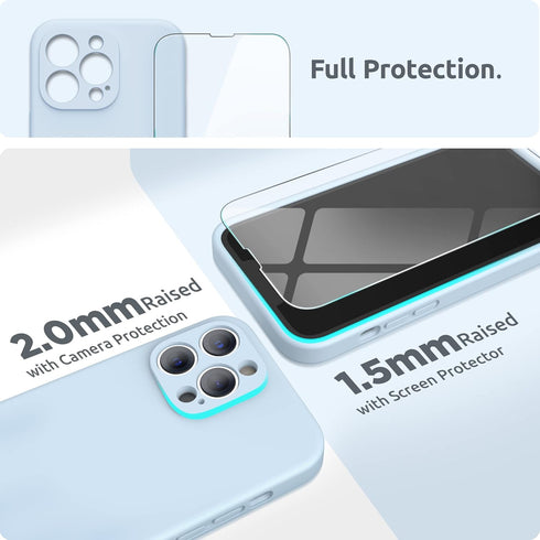 SURPHY Compatible with iPhone 13 Pro Case, with Screen Protector, (Camera Protection + Soft Microfiber Lining) Liquid