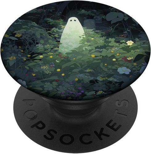 Aesthetic Halloween Ghost in Forest Garden Botanical Design, PopSockets Standard PopGrip