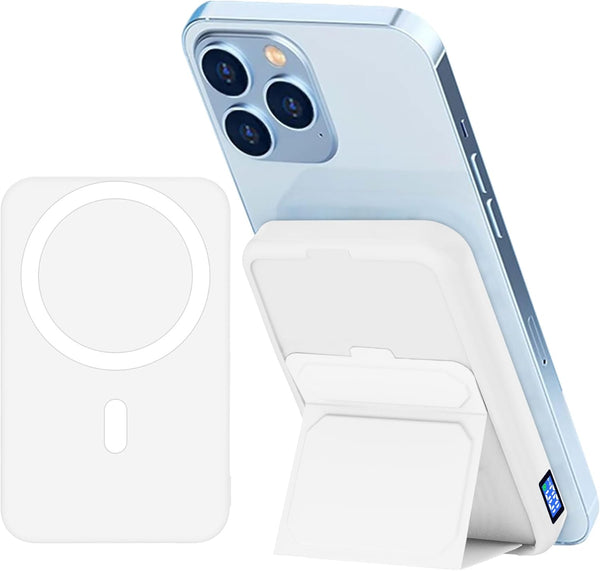 Wireless Magnetic Power Bank - 10000mAh Mag-Safe Battery Pack with Foldable Stand for iPhone 16/15/14/13