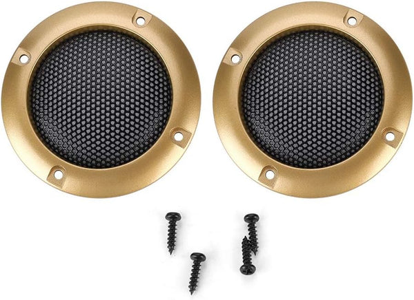 Zopsc 2PCS Protective Cover Shatter Resistant 2 inch Stereo Speaker Mesh Cover with Screws (Gold)