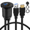BATIGE USB 3.0 HDMI Car Mount Flush USB Port Cable, Alloy Shell Dash Panel Extension Cable with LED Indicator, 3ft