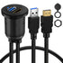 BATIGE USB 3.0 HDMI Car Mount Flush USB Port Cable, Alloy Shell Dash Panel Extension Cable with LED Indicator, 3ft